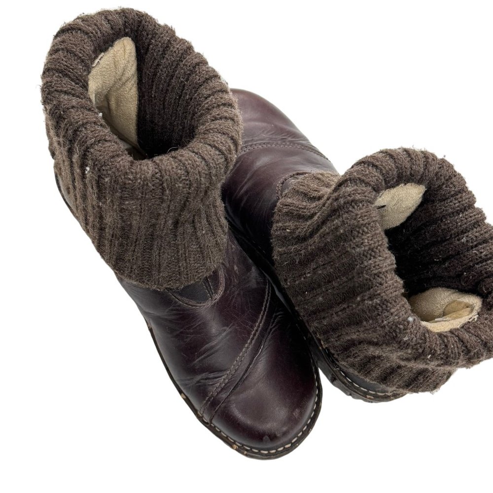 El Naturalista Yggdrasil Boots Leather Fold Sweater Ankle Booties Brown- Size 4